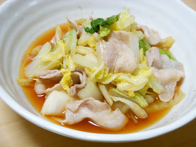豚バラ肉&白菜のレンジ蒸し♪ポン酢でー